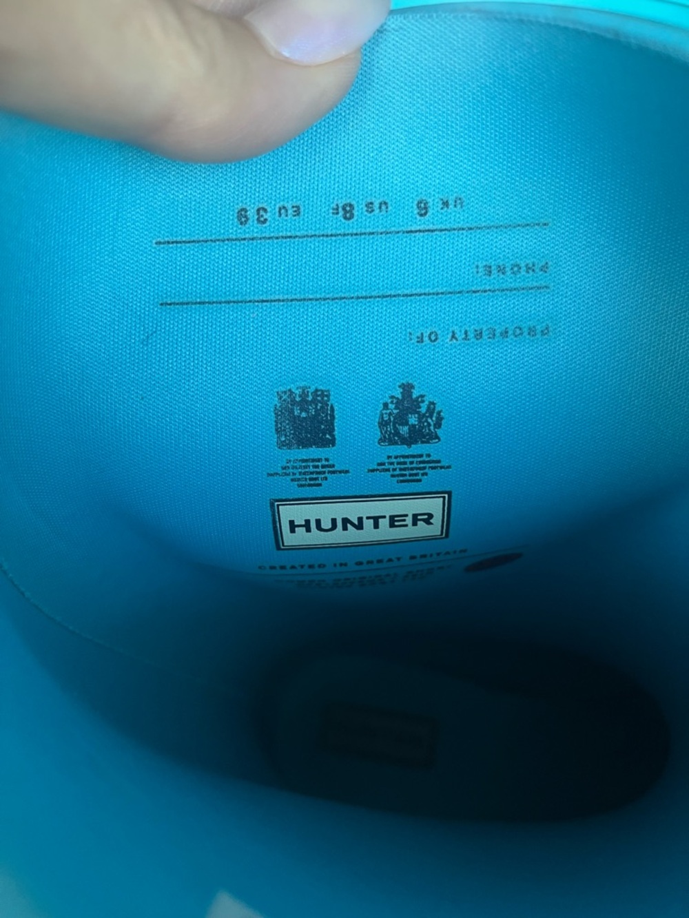Hunter Turquoise Calf - High Rain Boots Women 8/8.5 - Picture 4 of 4